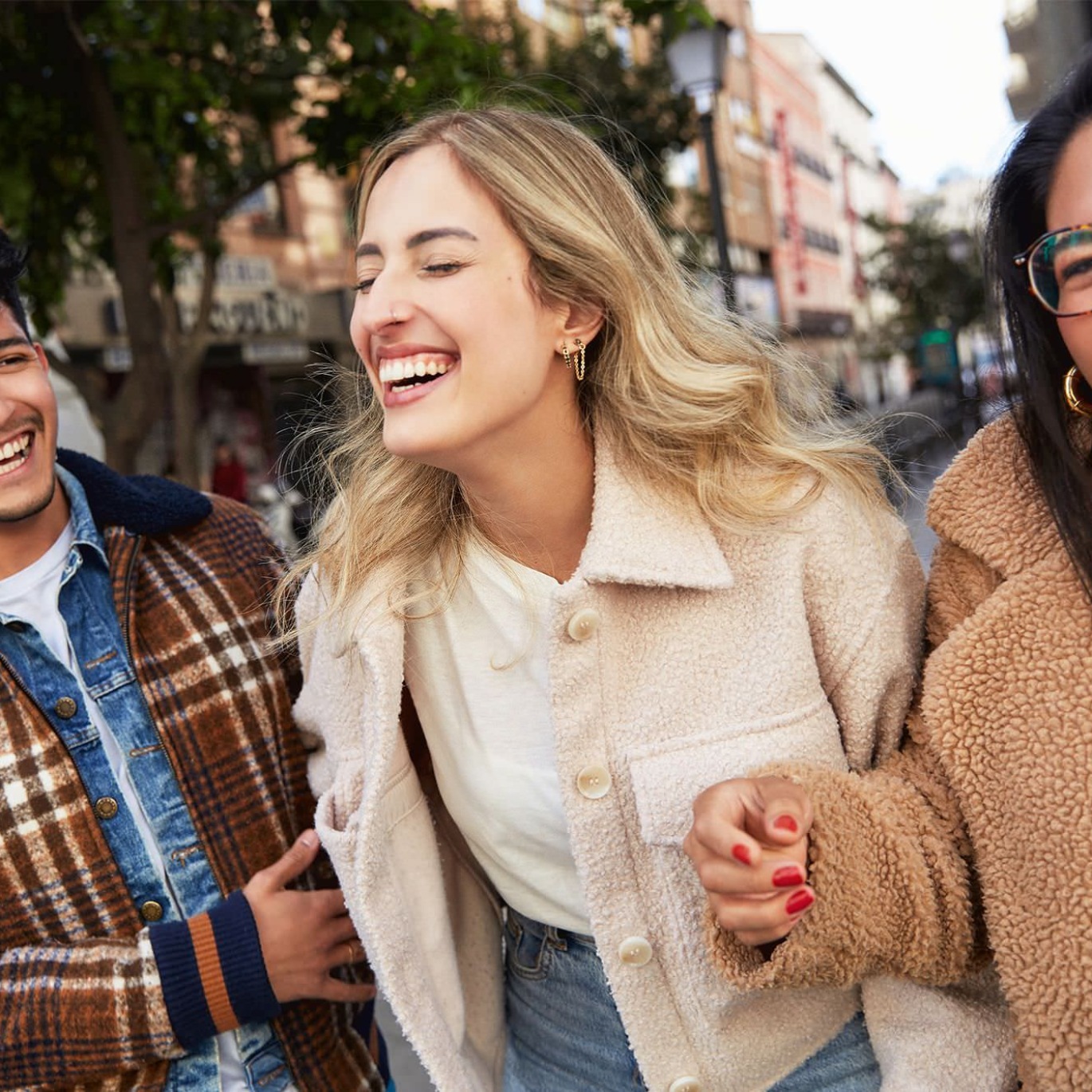 a group of people laughing